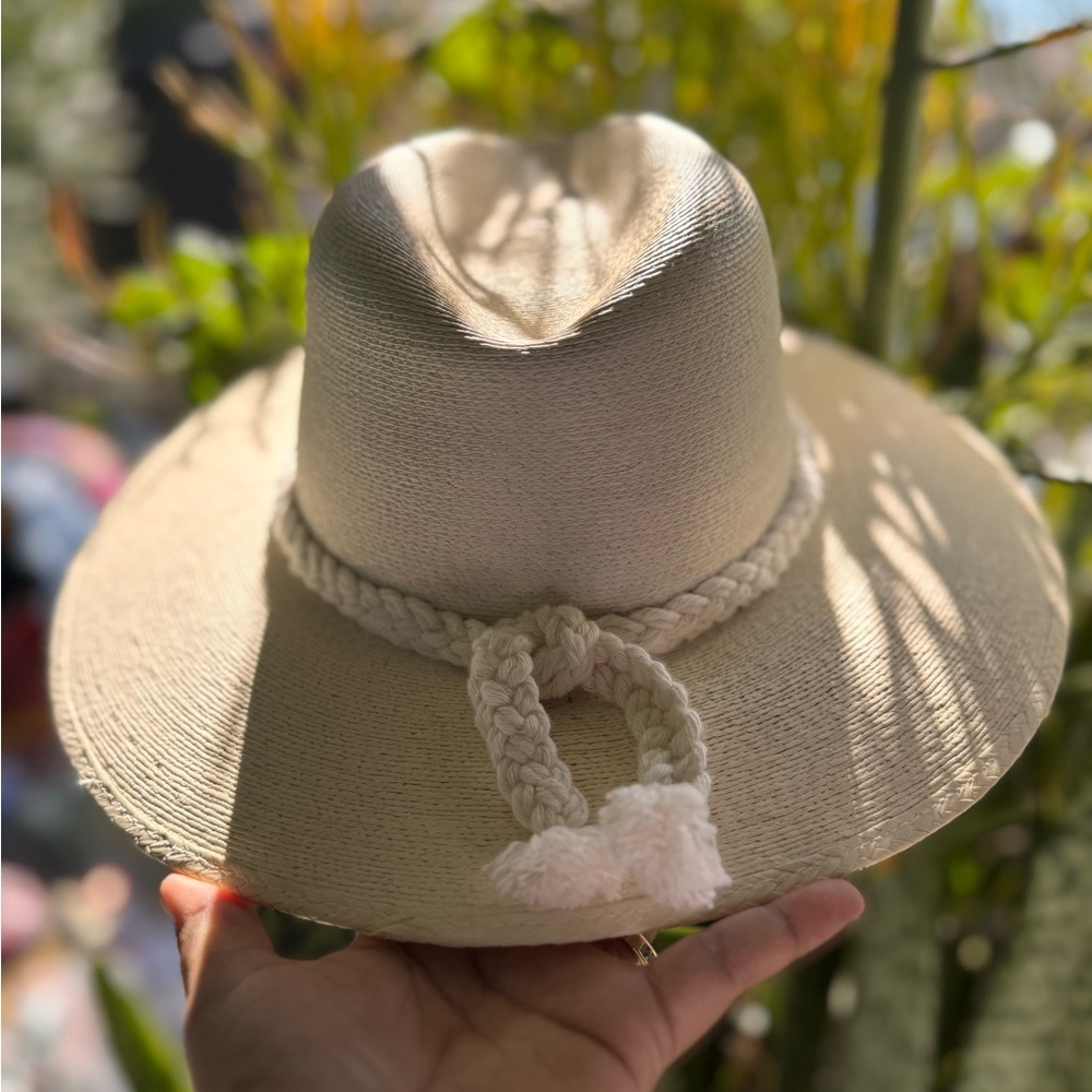 Women's Cream Wide Brim Braided Rope Fedora Hat - Picture 4 of 15